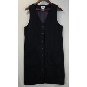 Vintage Worthington Women's Charcoal Gray 100% Wool Button Front Dress Size 10